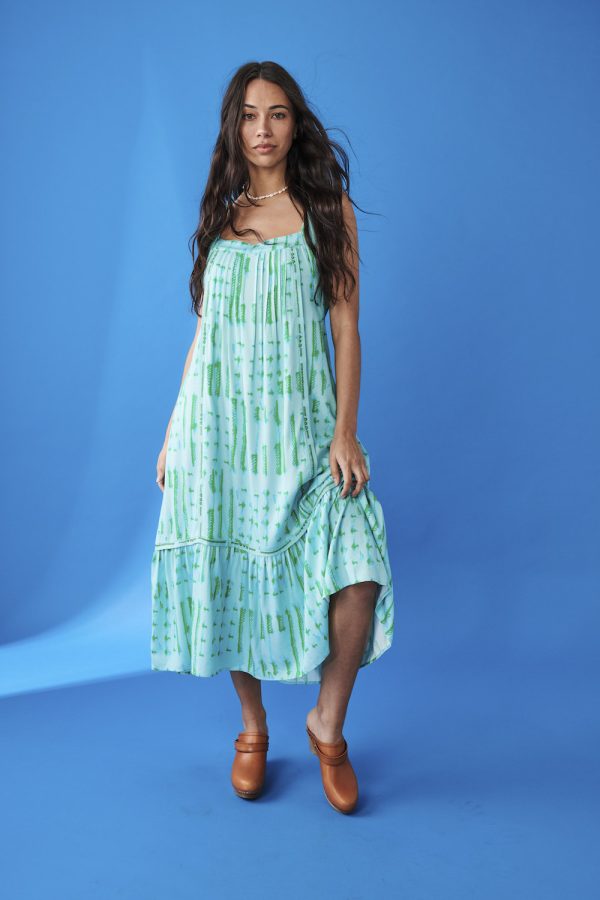 Dress - Aqua with Embroidery